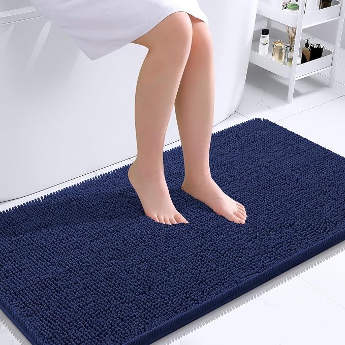 OLANLY Bathroom Runner Rugs 40x24, Extra Soft Absorbent Chenille Bath Rugs | Twilight Sapphire, Quick-Drying Rubber Backing, Machine Washable Long Bath Mat for Bathroom Floor, Tub and Shower, Home Decor
