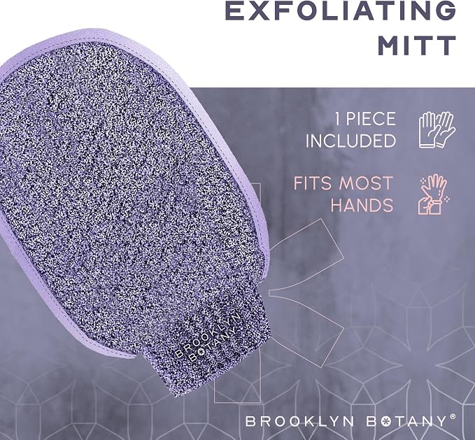Brooklyn Botany Exfoliating Mitt for Bath and Shower – Heavy Duty Exfoliating Body Scrubber for Massage and Dead Skin Remover for Body – 1 Mitt