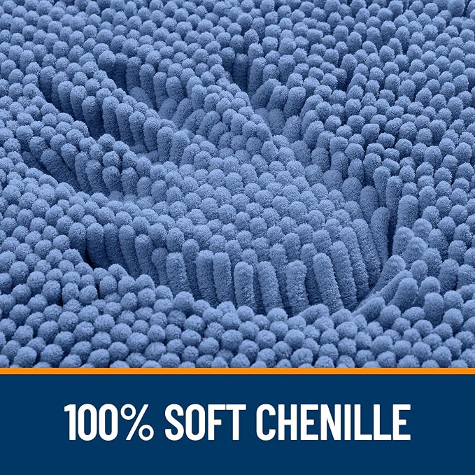 OLANLY Bathroom Runner Rugs 45x27, Extra Soft Absorbent Chenille Bath Rugs | Cornflower Blue, Quick-Drying Rubber Backing, Machine Washable Long Bath Mat for Bathroom Floor, Tub and Shower, Home Decor