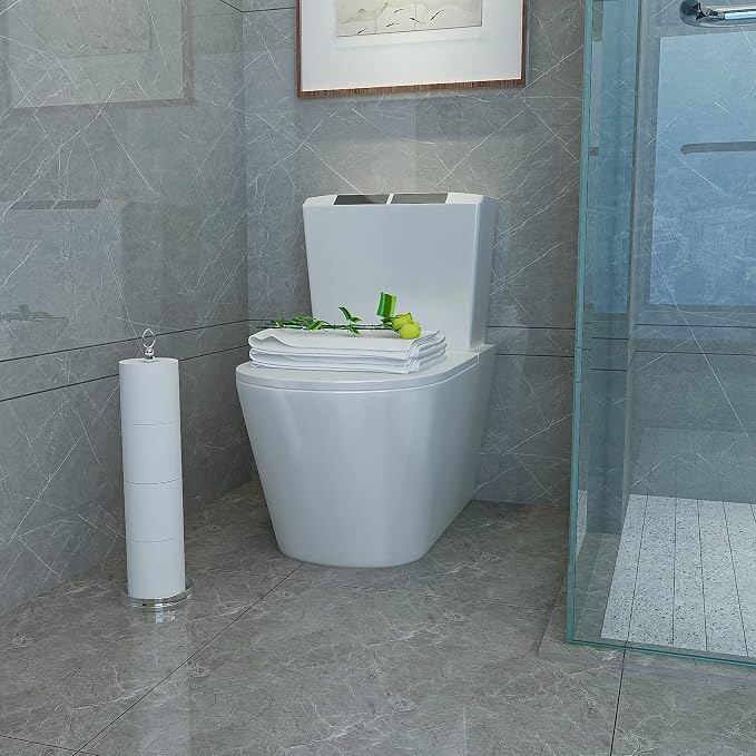 ROLABAM Heavy Weighted Toilet Paper Holder (with Reserve Function) Free Standing Toilet Paper Storage，Spare Toilet Paper Roll Holder Storage Stand for Bathroom Total Height 22.5" ，Chrome