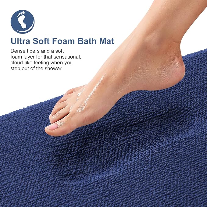 OLANLY Memory Foam Bathroom Runner Rugs 44x24, Long Mats, Twilight Sapphire | Soft Quick Dry Bath Rugs, Non-Slip, Absorbent Machine Washable Mat for Bathroom Floor, Tub and Shower, Home Decor Accessories
