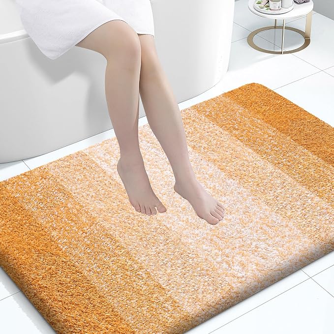 OLANLY Large Bathroom Rugs 44x32, Extra Soft Absorbent Microfiber Bath Rugs | Golden Yellow, Non-Slip Quick-Drying Rubber Backing, Washable Bath Mat for Floor, Tub and Shower, Home Decor Accessories