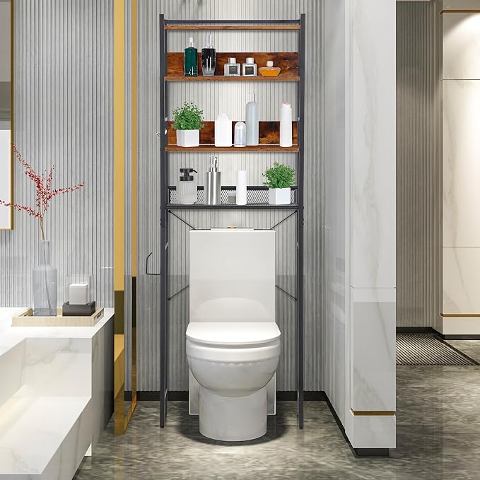 ZenStyle Over The Toilet Storage, 4-Tier Bathroom Space Saver Storage Organizer, Multifunctional Toilet Stand Rack, Easy to Assembly