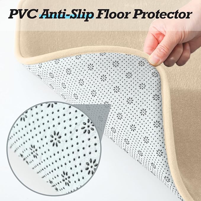 Bathroom Rugs Sets 3 Piece, Non-Slip & Quick Dry Bath Mat Set, Ultra Soft Velvet Bath Rugs for Bathroom, Toilet and Shower Floor, Light Coffee