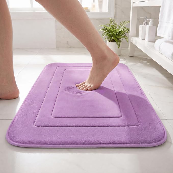 Cupic Cupid Memory Foam Bath Mat 24"×36", Non Slip Bathroom Rugs, Purple | Soft Touch, Cushioned Comfort, Non Slip Bathroom Mat, Super Absorbent & Quick Dry, Machine Washable for Shower, Tub & Vanity