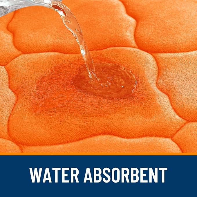 OLANLY Memory Foam Bath Mat Rug 44x24, Ultra Soft Bathroom Rugs, Orange | Thick Absorbent Carpet, Non-Slip Backing, Machine Washable, for Bathroom Floor, Tub, Shower and Home Decor Accessories