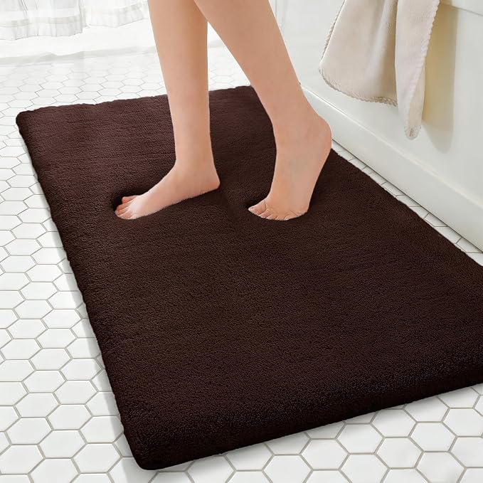 MINIDEAR Bathroom Rugs 60x24 Dark Brown - Thick Memory Foam Bath Mat, Ultra Soft & Plush Fluffy, Non-Slip, Quick Dry, Absorbent Washable Floor Microfiber Mat for Tub, Home Decor Accessories