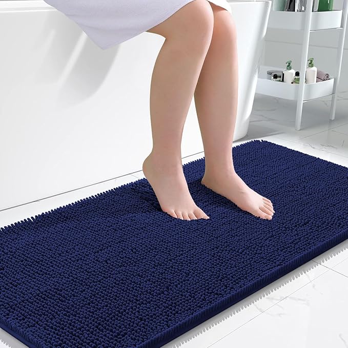 OLANLY Bathroom Runner Rugs 45x27, Extra Soft Absorbent Chenille Bath Rugs | Twilight Sapphire, Quick-Drying Rubber Backing, Machine Washable Long Bath Mat for Bathroom Floor, Tub and Shower, Home Decor