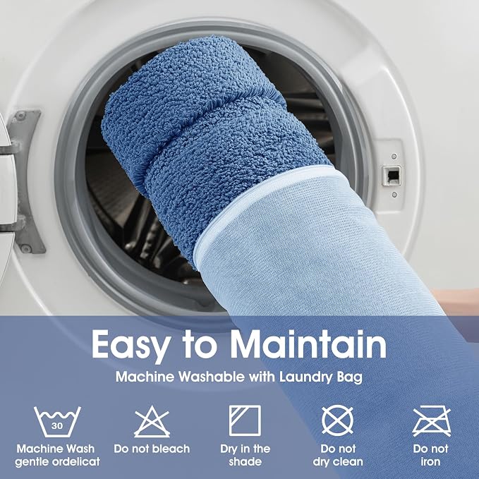 Bathroom Rugs 24"x17", Ultra Soft Thick Plush Fluffy Microfiber Absorbent Bath Mat, Non-Slip Backing, Machine Washable Bath Mats for Bathroom Floor, Tub and Shower, Home Decor Accessories, Blue