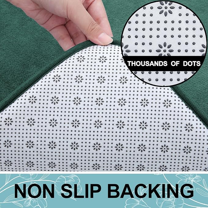 Smiry Memory Foam Bath Mat 47x17, Extra Soft and Absorbent Bathroom Rugs | Green, Quick Dry Machine Washable Non-Slip Bath Mat for Bathroom Floor, Shower and Tub
