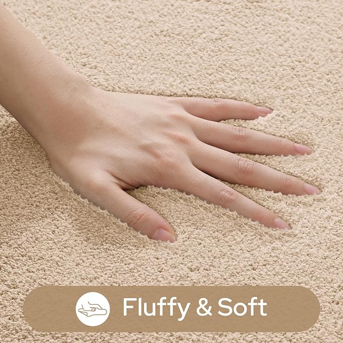 HOMEIDEAS 3 Piece Bathroom Rugs Set, Beige 17"x24"+20"x32"+20"x24" | Memory Foam, Ultra Soft, Super Absorbent Bath Mats, Non Slip Backing, U Shaped Toilet Rug for Bathroom, Tub and Shower