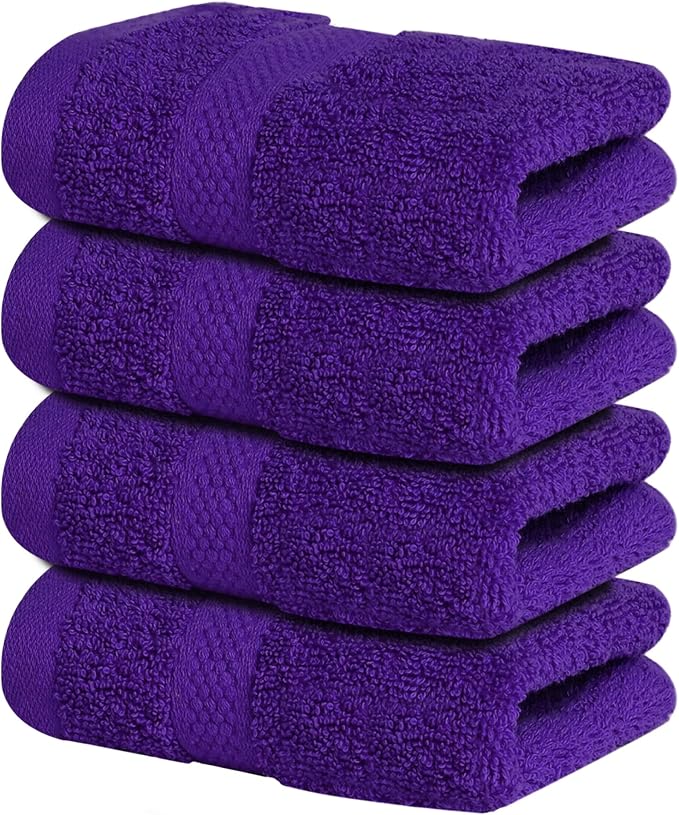 Infinitee Xclusives 100% Cotton Luxury Wash Cloths for Showering - 4 Pack | Washcloths [13x13] - Soft and Absorbent Face Towels for Bathroom Wash Clothes - Gym, Spa & Hotel Use
