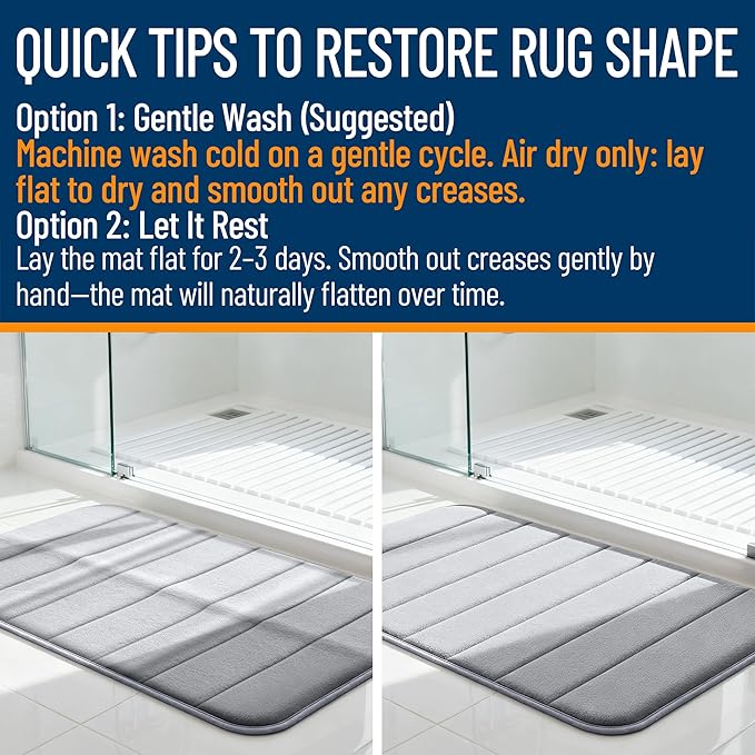 OLANLY Memory Foam Bath Mat 30x20, Super Soft and Absorbent Bathroom Rugs | Cornflower Blue, Quick Dry Bath Rug, Machine Washable Shower Floor Mats, Bathmat Carpet for Bathroom Floor, Tub and Shower