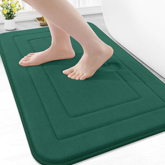 Arotive Memory Foam Bathroom Rug Mat 30x20, Ultra Soft and Absorbent Bath Mat, Machine Wash Dry, Comfortable Bath Rug Carpet for Bathroom Floor, Tub and Shower, Dark Green