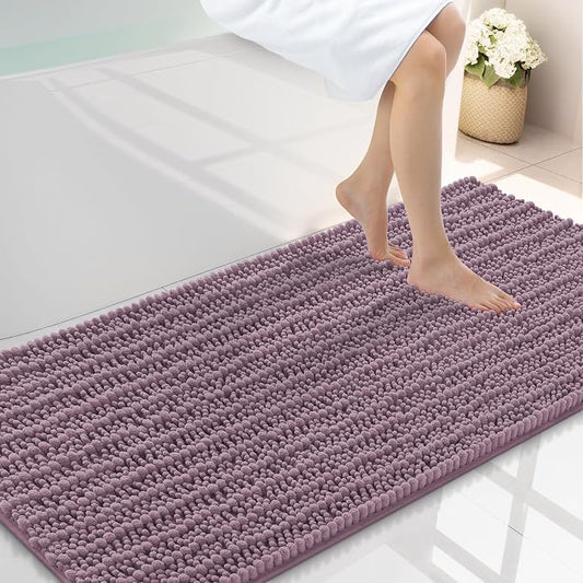 Smiry Bathroom Rugs 47X24, Extra Soft Rubber Backing Chenille Bath Mats | Deep Plum Machine Washable Non Slip Quick Dry Bath Mats for Bathroom Floor, Tub, Shower, Home Decor Accessories