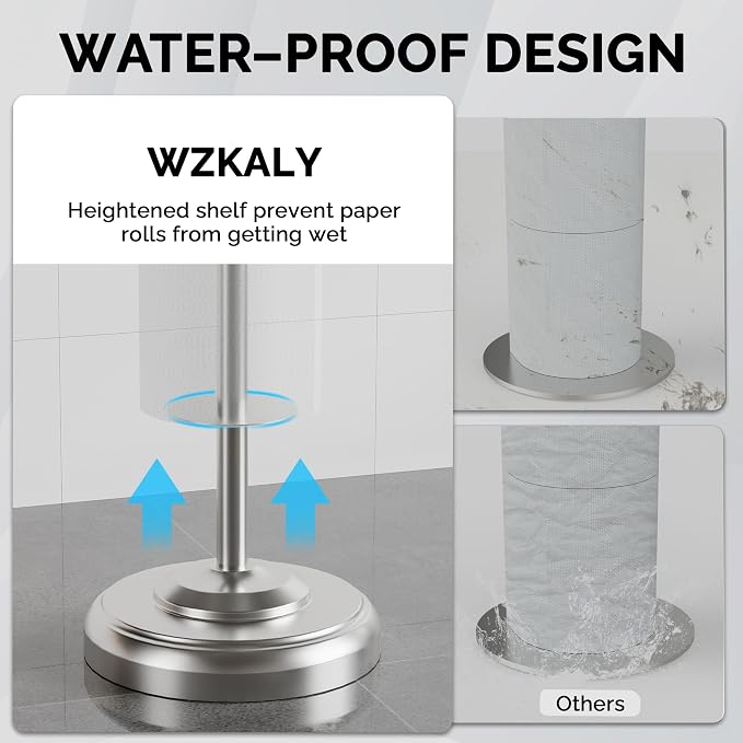 Toilet Paper Holder Stand with Storage 4 Extra Rolls, Brushed Nickel | 304 Stainless Steel, Stable Weighted Base,Space-Saving, Classic Retro Style Bathroom Storage Organizer Waterproof & Rustproof
