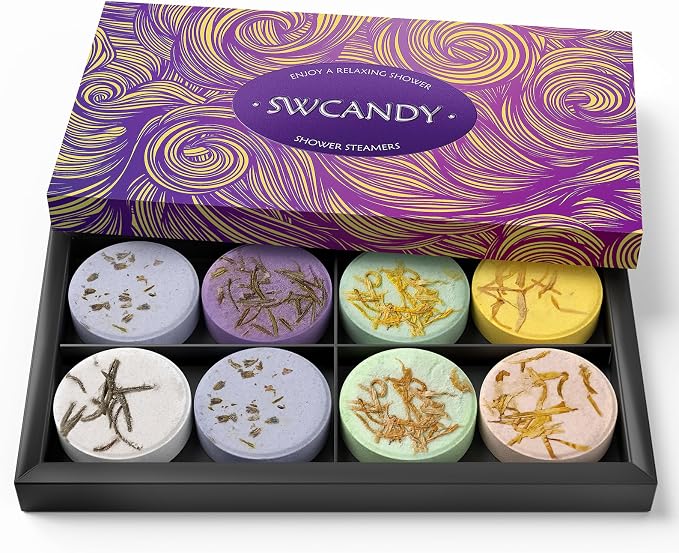 SWCANDY Shower Steamers Aromatherapy Gifts for Women 8 Pcs Shower Home Spa | Birthday Gifts for Mom Wife Grandma Sister Her Natural Essential Oils Travel Essentials, Hotel Holidays Self Care Relaxation