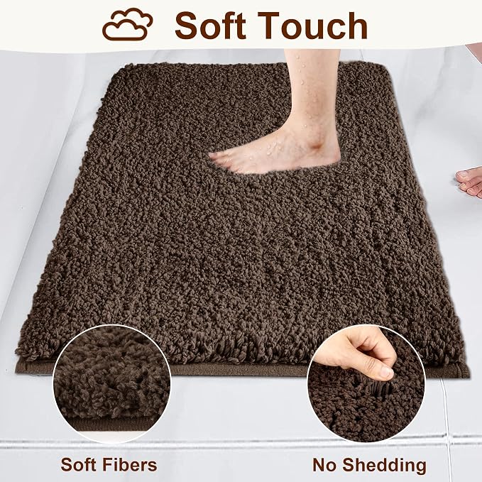 Bathroom Rugs Sets 2 Piece Non Slip Washable Bath Mat Set | Microfiber bath rug set with toilet mats for bathroom , Soft Absorbent toilet rug set TPR Rubber Backed bathroom floor mat