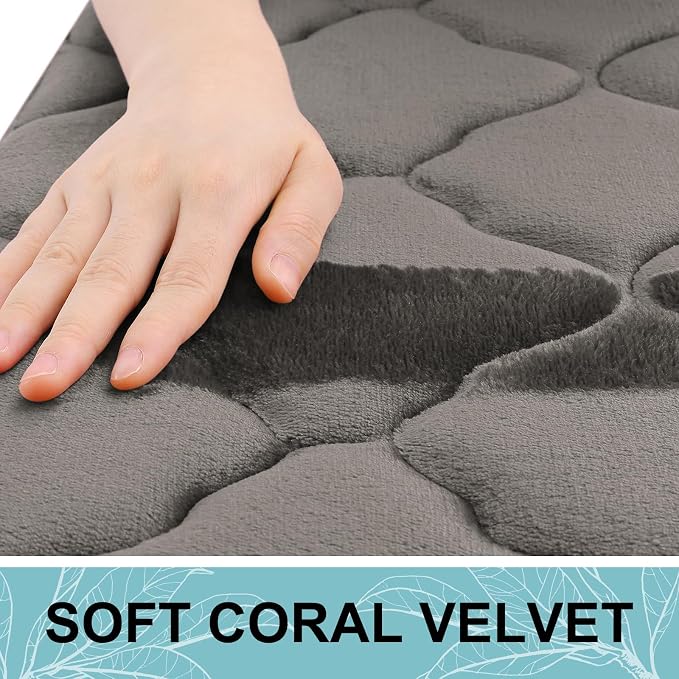 OLANLY Memory Foam Bath Mat Rug 44x24, Ultra Soft Bathroom Rugs, Taupe | Thick Absorbent Carpet, Non-Slip Backing, Machine Washable, for Bathroom Floor, Tub, Shower and Home Decor Accessories