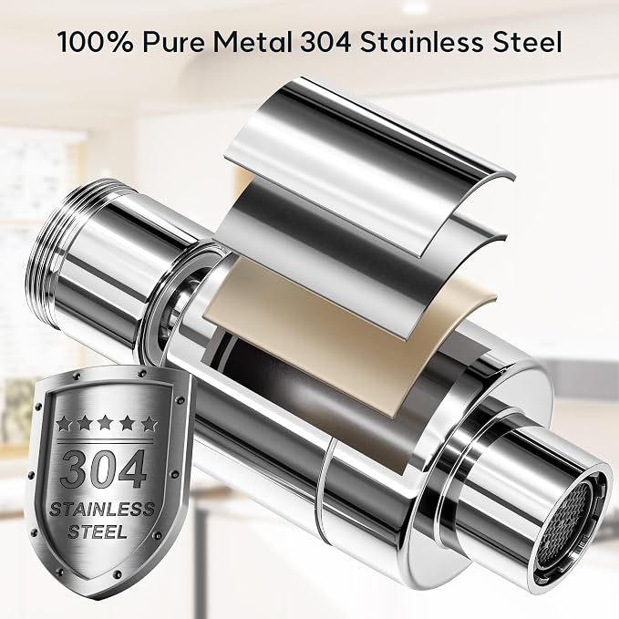 360° Twist Faucet Aerator, 304 Stainless Steel Water Filter for Sink Faucet, Reduces Heave Metal,Chlorine for Tap Water, Universal Filter Faucet for Kitchen & Bathroom, 7 Replacement Filters