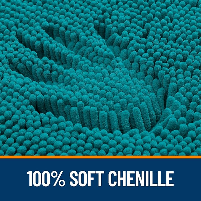 OLANLY Bathroom Rugs 35x24, Extra Soft Absorbent Chenille Bath Rugs | Deep Lake, Quick-Drying Rubber Backing, Machine Washable Bath Mat for Bathroom Floor, Tub and Shower, Home Decor Accessories