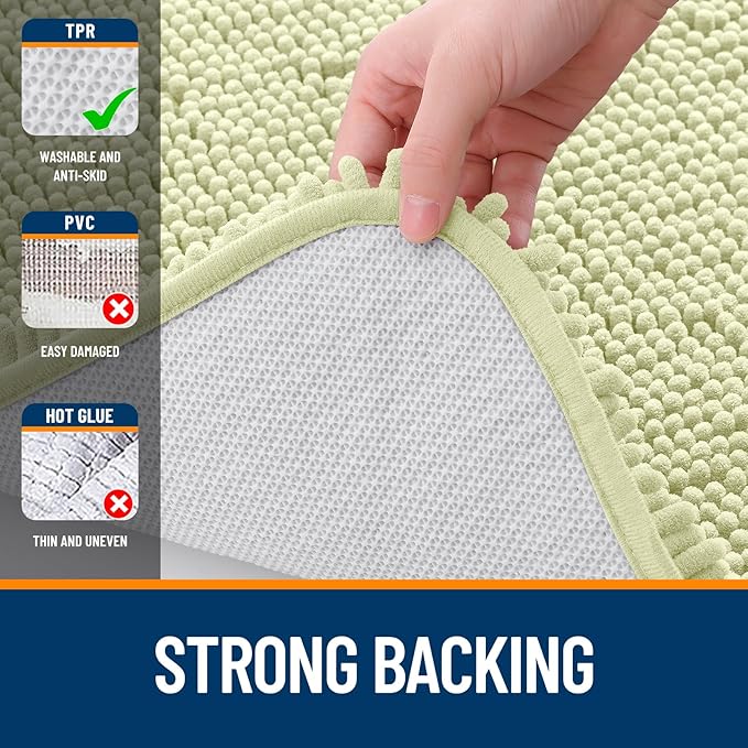 OLANLY Chenille Bathroom Rugs Mats Sets 2 Piece, 30"x20"+24"x20", Vanilla | Soft Absorbent Bath Mat and U-Shaped Contour Toilet Rug Set, Quick Dry, Machine Washable Bath Carpet, Home Decor Accessories