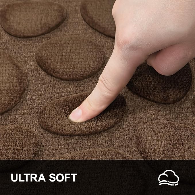 Stone Bath Mats, Non-Slip Memory Foam Bathroom Rug, 16x24 Brown | TPR Rubber Backing,Ultra Soft,Highly Absorbent,Machine Washable,Quick Dry for Tub and Shower, Home Decor Accessories