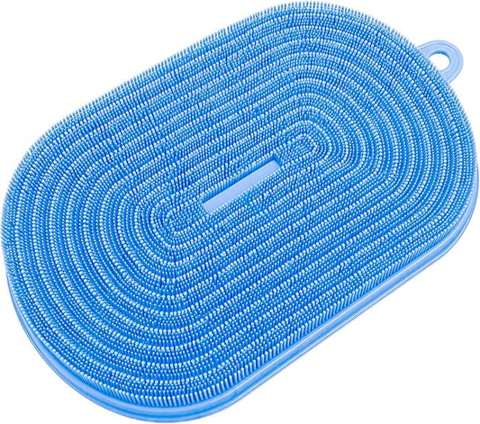 21.3" Silicone Foot & Back Scrubber Mat, Non-Slip Suction Cups Blue | Strong Suction Cups, Non-Slip,Large, Silicone, Easy-Clean, Hangable