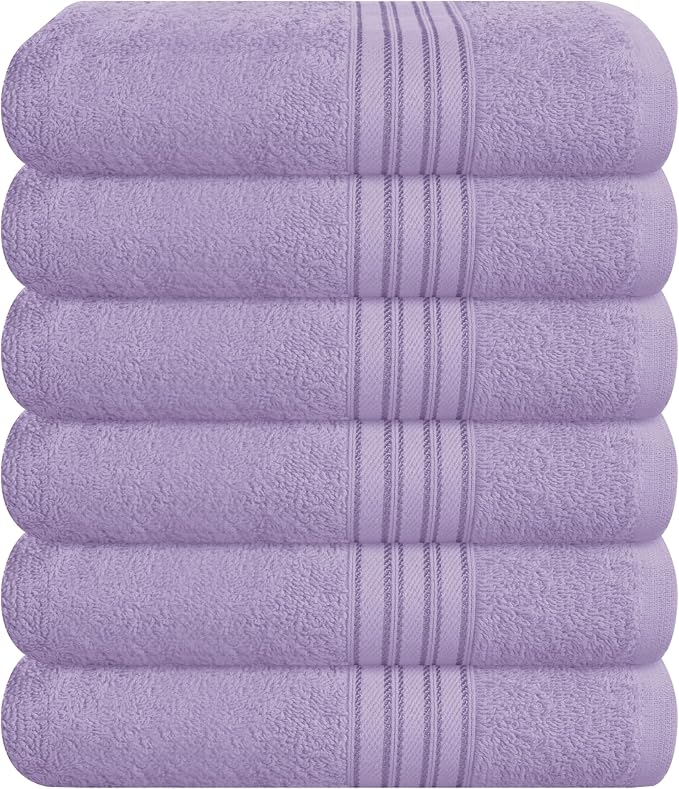 BOUTIQUO Ultra Soft Cotton 6 -Piece Hand Towel Set 16x24 Inch, Ideal for use in Bathroom, Kitchen, Gym, Spa & General Cleaning, Compact & Lightweight Multi Purpose Hand Towels - Purple