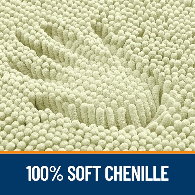 OLANLY Toilet Rugs U-Shaped 24x24, Soft Absorbent Chenille Contour Rugs | Vanilla, Quick-Drying Rubber Backing, Machine Washable Non-Slip Shaggy Bathroom Mat for Toilet, Home Decor Accessories