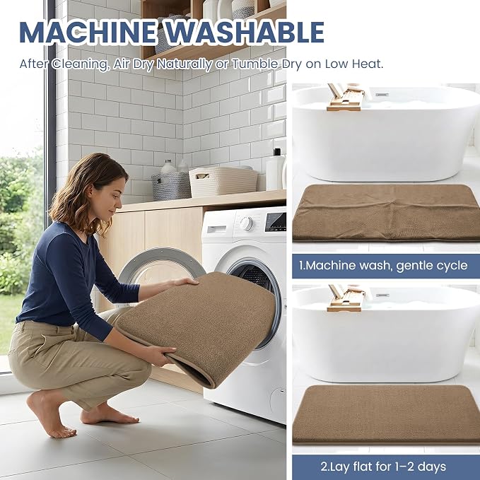 Smiry Memory Foam Bath Mat 44x24, Extra Soft Absorbent Bathroom Rugs | Camel Quick Dry, Machine Washable Bath Mats for Bathroom, Shower, Tub and Home Decor Accessories
