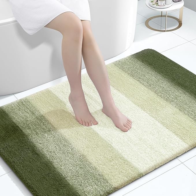 OLANLY Large Bathroom Rugs 44x32, Extra Soft Absorbent Microfiber Bath Rugs | Dark Green, Non-Slip Quick-Drying Rubber Backing, Washable Plush Bath Mat for Floor, Tub and Shower, Home Decor Accessories