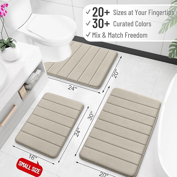 OLANLY Memory Foam Bath Mat 35x24, Super Soft and Absorbent Bathroom Rugs | Warm Taupe, Quick Dry Bath Rug, Machine Washable Shower Floor Mats, Bathmat Carpet for Bathroom Floor, Tub and Shower