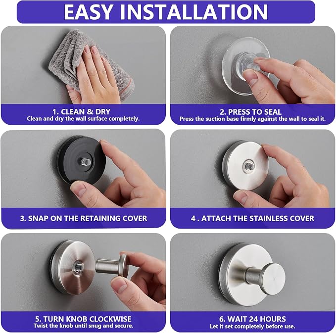 Suction Cup Hooks for Shower, Wreath Hangers for Front Door, Glass Door & Window - Strong Towel, Bath Robe, Loofah Hook Holder for Hanging up to 15 lbs - Waterproof (Silver, 4 Pack)