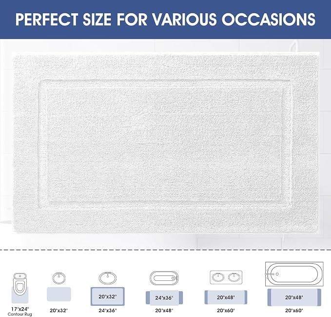 IM HOME Bathroom Rugs Cream White 24"x17", Ultra Soft Thick Plush Fluffy Microfiber Absorbent Bath Mat, Non-Slip Backing, Machine Washable Bath Mats for Bathroom Floor, Tub and Shower