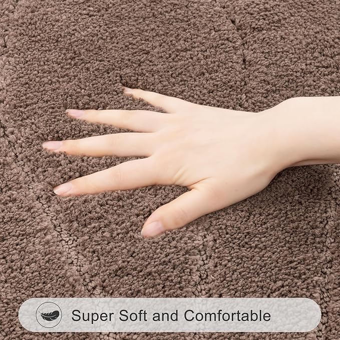 HEBE Bathroom Rugs Sets 5 Piece, Non Slip Washable Absorbent Bath Mat Set | Super Soft Plush Microfiber Bathroom Mats with Runner Set, Solid Bathmat with U-Shaped Toilet Rug Cover Set for Tub, Shower