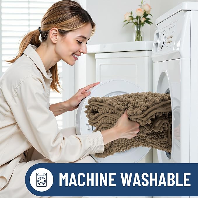 Smiry Bathroom Rugs 59X20, Extra Soft Rubber Backing Chenille Bath Mats | Camel Machine Washable Non Slip Quick Dry Bath Mats for Bathroom Floor, Tub, Shower, Home Decor Accessories