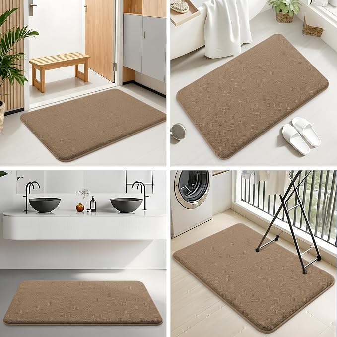 Smiry Memory Foam Bath Mat 36x24, Extra Soft Absorbent Bathroom Rugs | Camel Quick Dry, Machine Washable Bath Mats for Bathroom, Shower, Tub and Home Decor Accessories