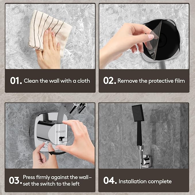 360° Swivel Shower Head Holder with Suction Cup | 10kg Load Capacity, Tool-Free Installation in Seconds | Removable and Rust-Resistant Shower Bracket with Storage Hook (Grey)