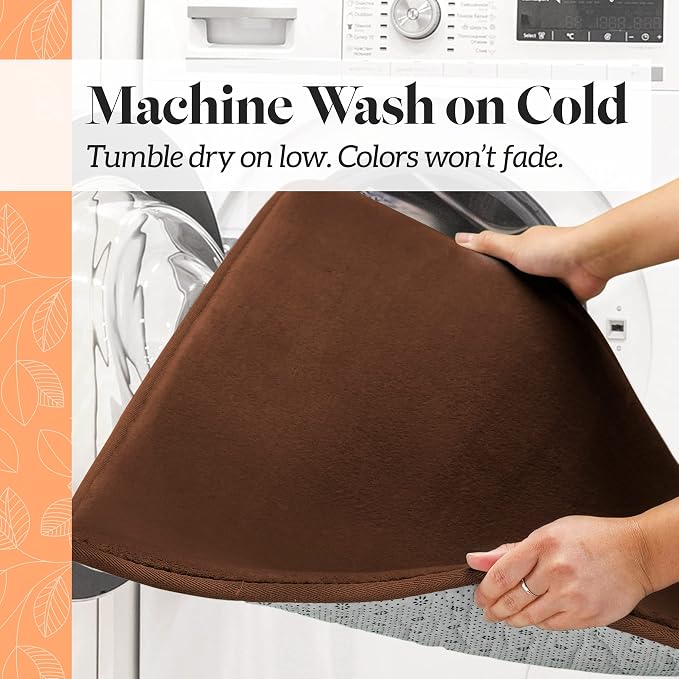 Memory Foam Bath Mat Non Slip Absorbent Super Cozy Velvet Bathroom Rug Carpet (24 inches X 48 inches, Brown)