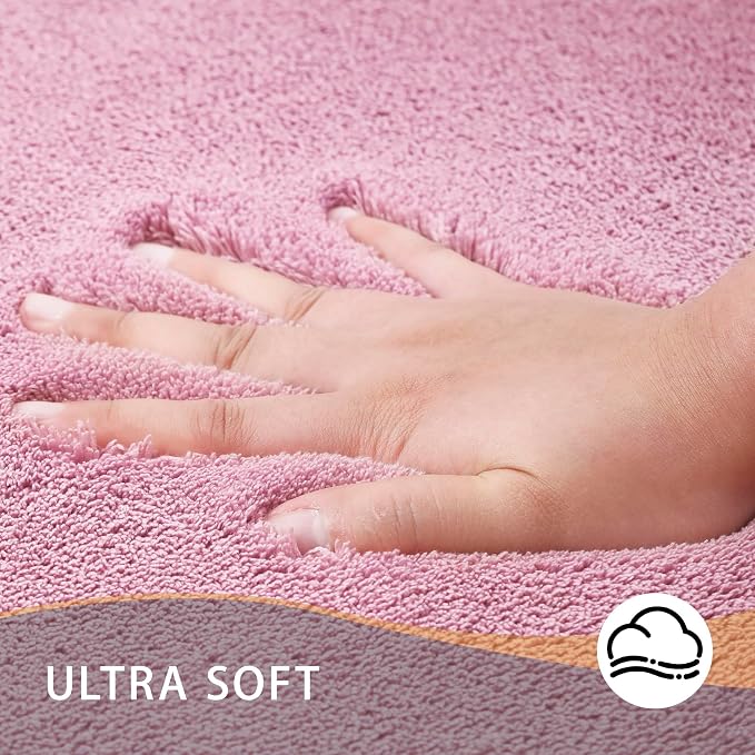 MINIDEAR Bathroom Rugs 32x20 Pink - Thick Memory Foam Bath Mat, Ultra Soft & Plush Fluffy, Non-Slip, Quick Dry, Absorbent Washable Floor Microfiber Mat for Tub, Home Decor Accessories