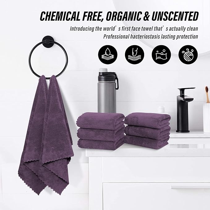 MOONQUEEN 18 Pack Premium Hand Towels - Quick Drying - Microfiber Coral Velvet Highly Absorbent Towels - Multipurpose Use as Hotel, Bathroom, Shower, Spa, Hand Towel 16 x 28 inches (Plum)