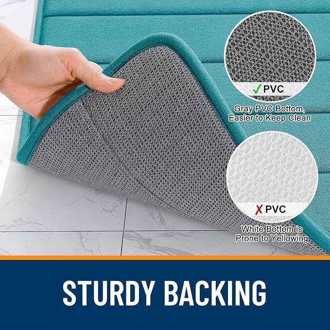 OLANLY Memory Foam Bath Mat 30x20, Super Soft and Absorbent Bathroom Rugs | Deep Lake, Quick Dry Bath Rug, Machine Washable Shower Floor Mats, Bathmat Carpet for Bathroom Floor, Tub and Shower