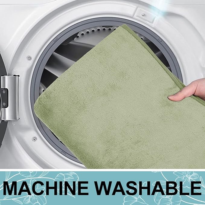 Smiry Memory Foam Bath Mat 36x24, Extra Soft and Absorbent Bathroom Rugs | Sage Green, Quick Dry Machine Washable Non-Slip Bath Mat for Bathroom Floor, Shower and Tub