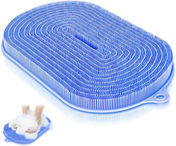 Shower Foot Scrubber Mat 21.3" x 14", Extra Large Silicone Foot Cleaner | Cleaner Brush, Exfoliate & Massage Feet Without Bending, 68 Non-Slip Suction Cups, Improve Foot Circulation & Appearance