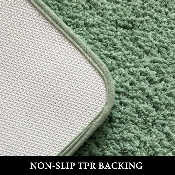 MIULEE Sage Green Bathroom Rugs Set 2 Piece Soft Runner Bath Mats 24x44 in | Soft Absorbent Microfiber Bath Rugs, Non Slip, Quick Dry, Fluffy Bath Rugs for Bathroom Floor Tub Showers, Machine Washable