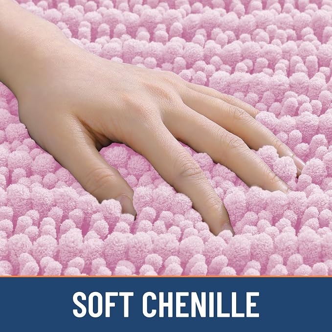 Smiry Bathroom Rugs 30X20, Extra Soft Rubber Backing Chenille Bath Mats