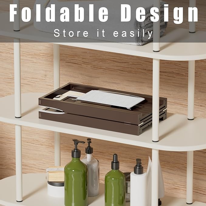 Foldable Bathtub Caddy Tray for Tub,Bamboo Expandable Bath Table Trays,Premium Bathroom Accessories for New Home & Mothers Day & Birthday Gifts for Couples,Brown
