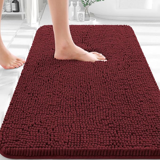 OLANLY Bathroom Rugs 30x20, Extra Soft Absorbent Chenille Bath Rugs | Andorra Red-Brown, Quick-Drying Rubber Backing, Washable Bath Mat for Bathroom Floor, Tub and Shower, Home Decor Accessories