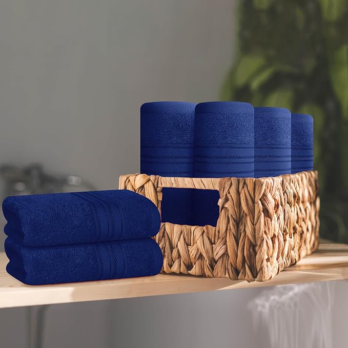 BOUTIQUO Ultra Soft Cotton Washcloths, Contains 12 Piece Face Cloths 12x12 inch, Ideal for Everyday use Face Towels, Compact & Lightweight Multi Purpose Washcloths - Navy Blue